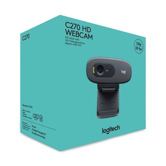 Logitech C270‎ HD Webcam - Black Windows/Apple Compatible NEW IN BOX - Picture 1 of 6